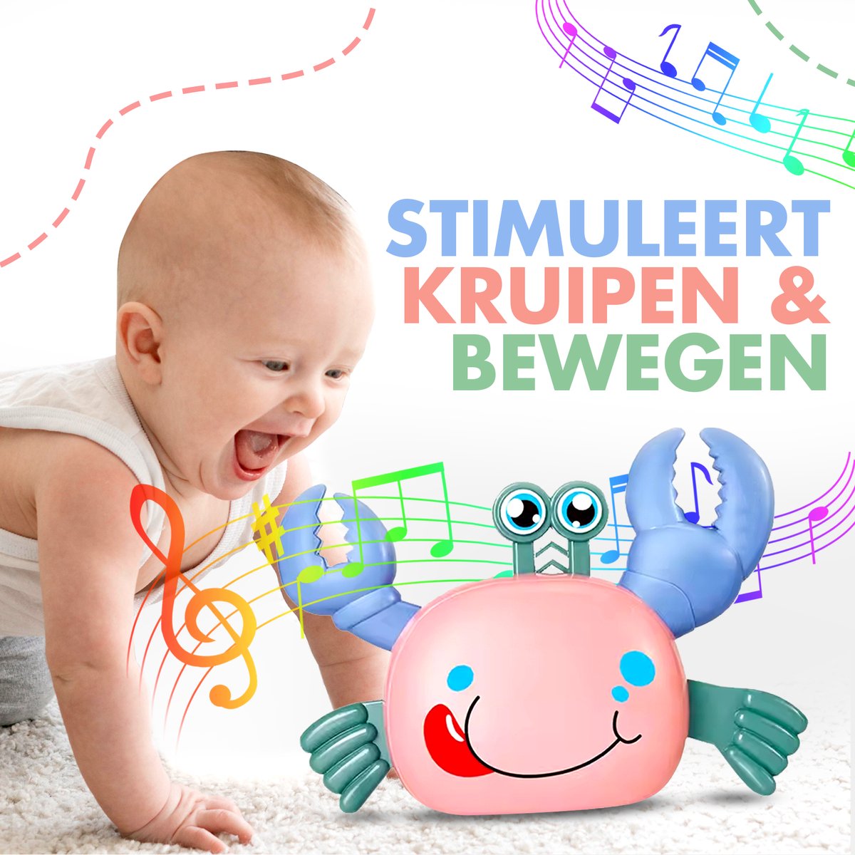 Bchelle - Dansende Krab - Lopende Walking Crab – Lopende krab – krab speelgoed - Tummy Time - Bewegend Speelgoed - Kinderspeelgoed Peuter Toy Baby - Fijne Motoriek - Hondenspeelgoed – Hondenspeeltjes
